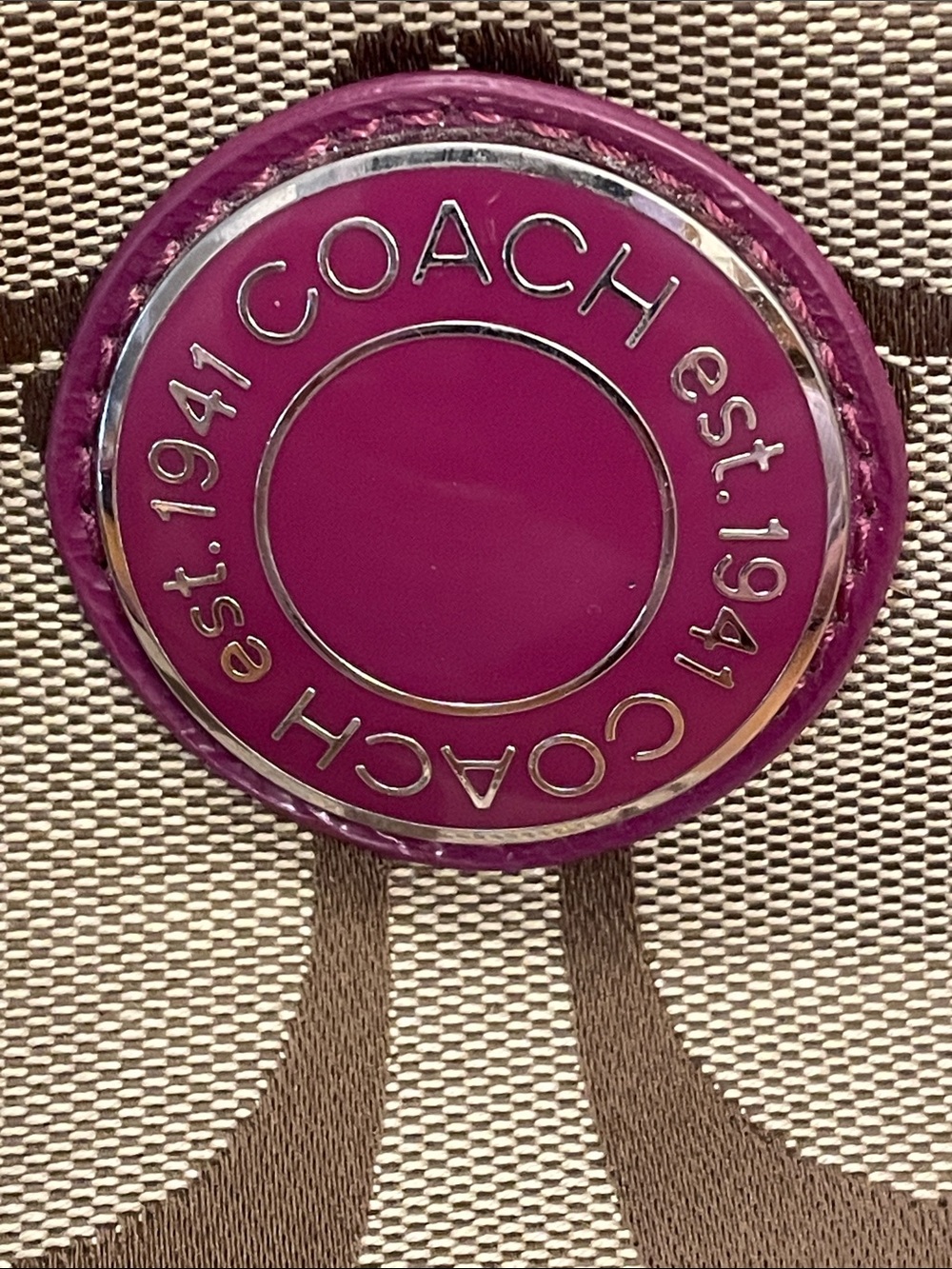Vintage Coach Monogram Signature C Shoulder Bag. Magenta Pink /Tan. - Picture 3 of 16